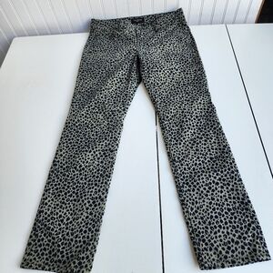 Talbots Leopard Brown Black Signature Cotton Blend Straight Leg Pants Sz 4P